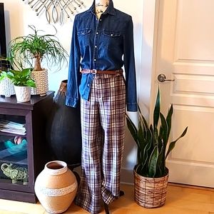 🍁FALL INTO PLAID🍂 with APT 9 Cara Santana Plaid High Rise Bootcut Pants sz 6